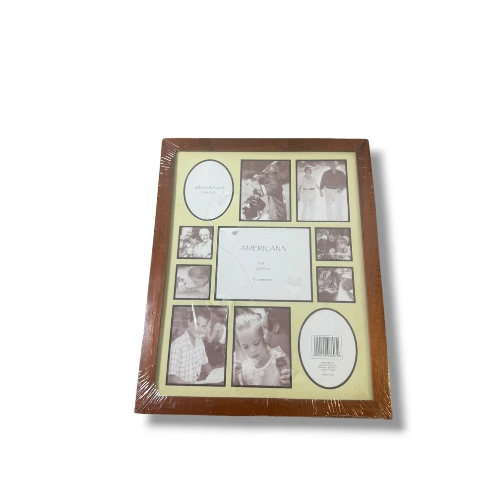 Americana Walnut Solid Wood 11 Opening Collage Picture Frame 11x14 New